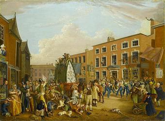 unknow artist Oil on canvas painting depicting the ancient custom of rushbearing on Long Millgate in Manchester in 1821 France oil painting art